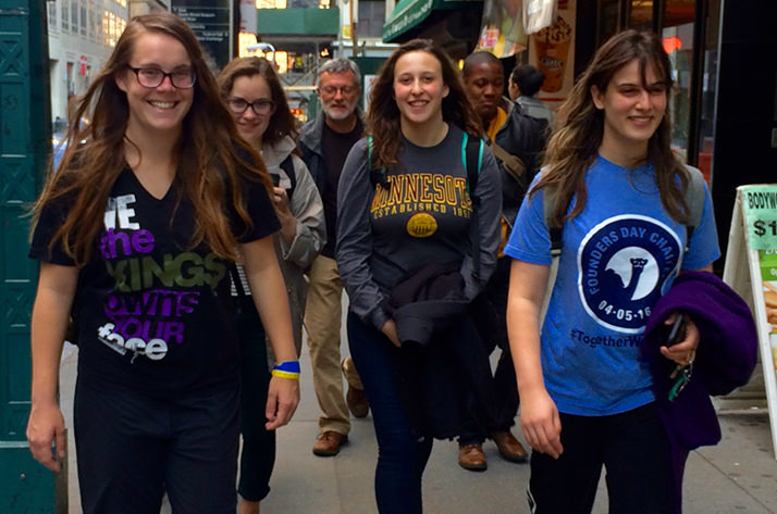 A group of Slavic Studies students touring New York City.  