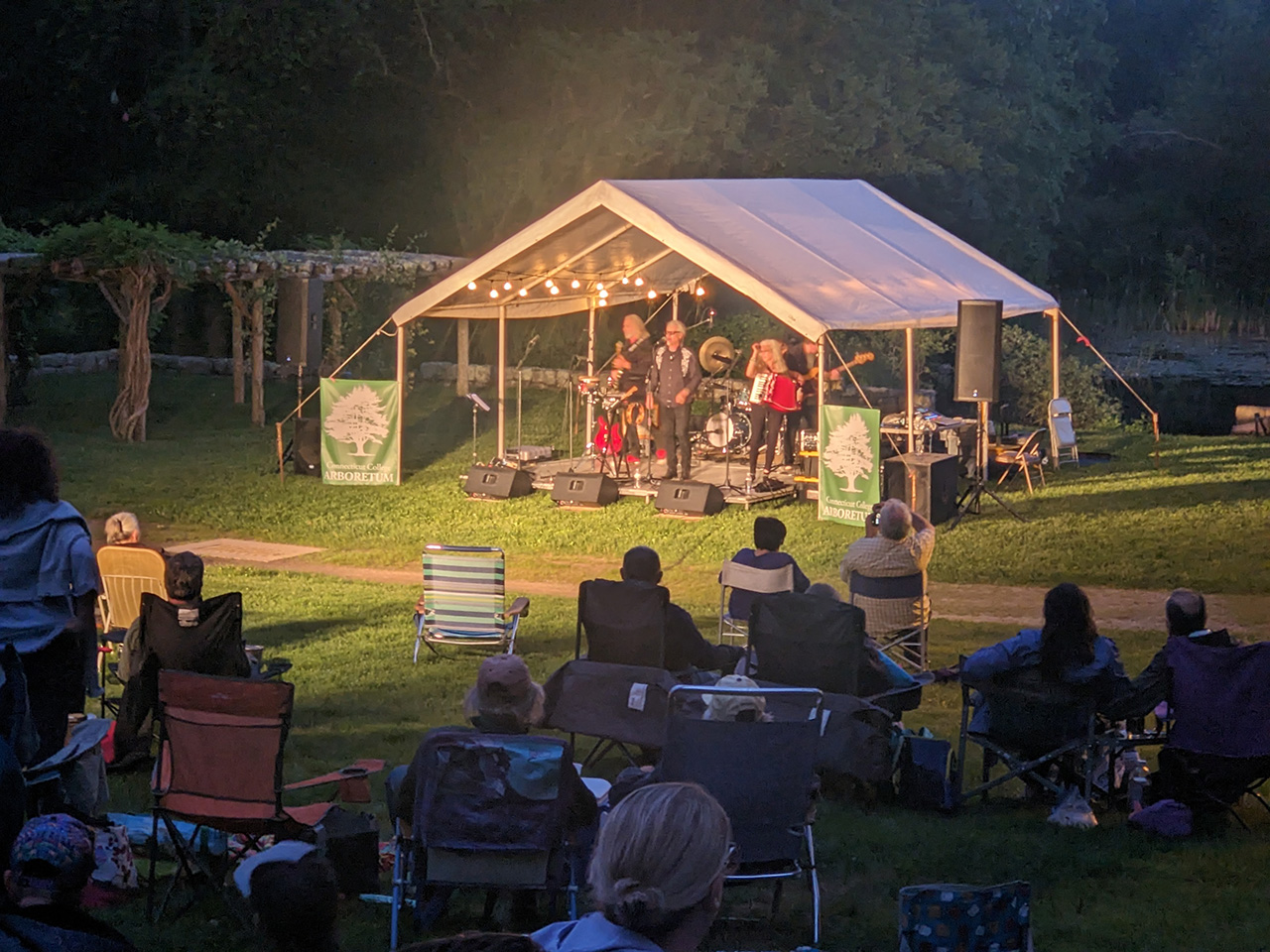 The Toneshifters performing music at the 2024 Music in the Meadows event