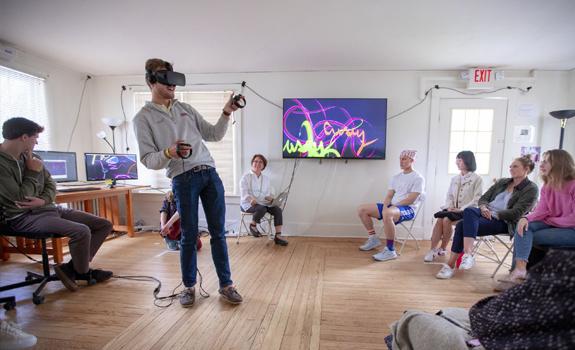 Student using a VR headset